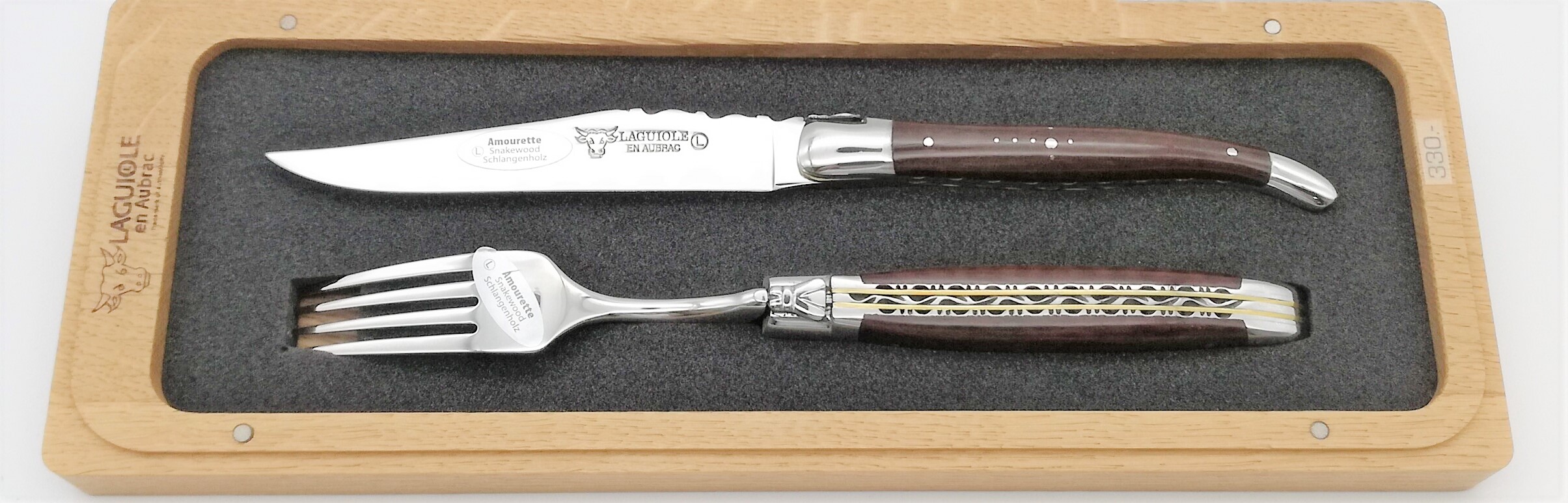 Laguiole en Aubrac Steakbesteck Schlangenholz Doppelplatine